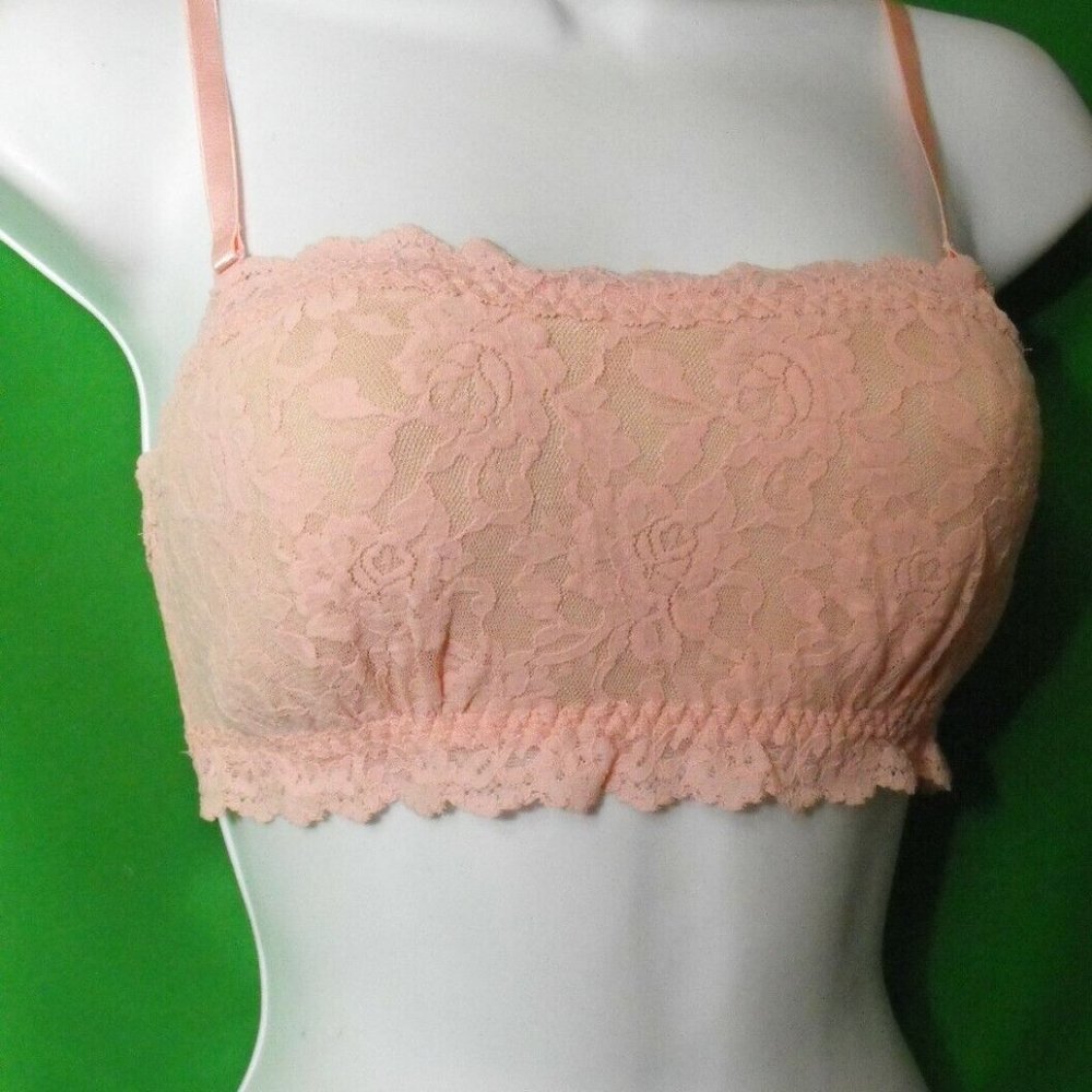 NEW HANKY PANKY 487171 RSPK LINED BANDEAU REMOVABLE STRAPS BANDEAU BRALETTE S